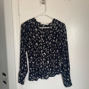 Astr The Label - Black/Cream lightweight blouse.